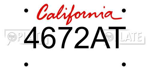 4672AT California License Plate
