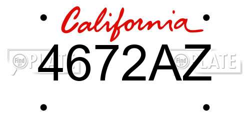 4672AZ California License Plate