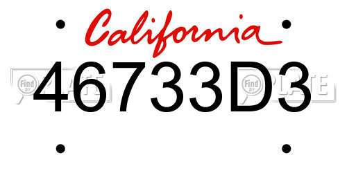46733D3 California License Plate