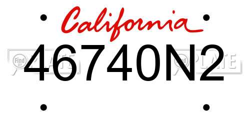 46740N2 California License Plate