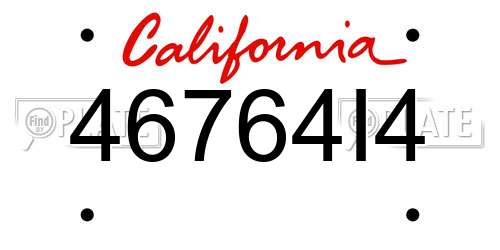 46764I4 California License Plate