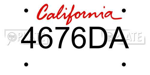 4676DA California License Plate