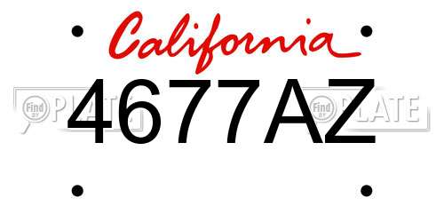 4677AZ California License Plate