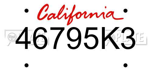 46795K3 California License Plate