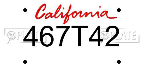 467T42 California License Plate