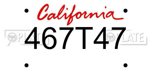 467T47 California License Plate