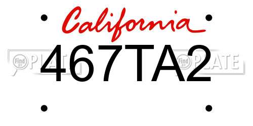 467TA2 California License Plate