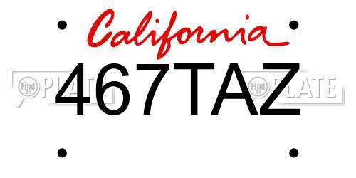 467TAZ California License Plate