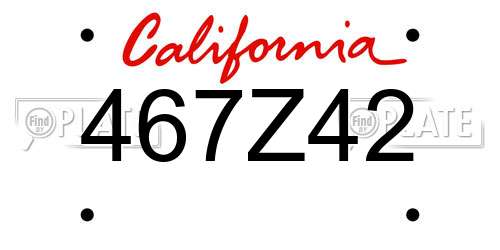 467Z42 California License Plate