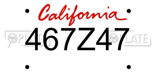467Z47 California License Plate