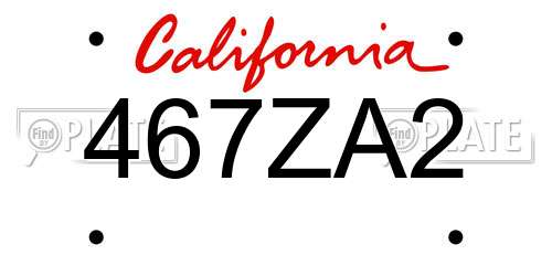 467ZA2 California License Plate
