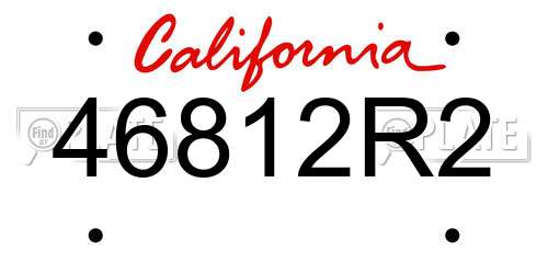 46812R2 California License Plate