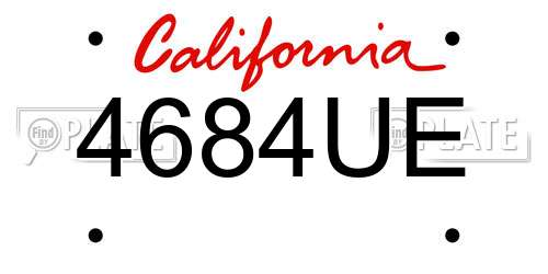 4684UE California License Plate