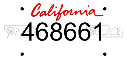 468661 California License Plate