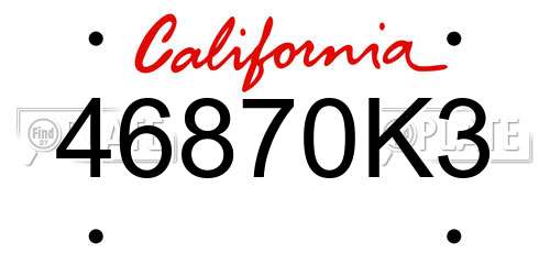 46870K3 California License Plate