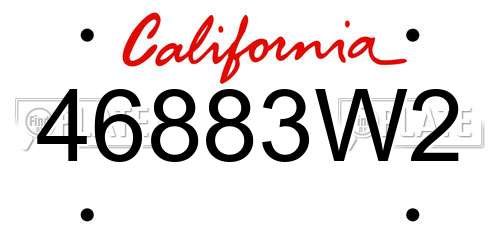46883W2 California License Plate