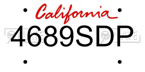 4689SDP California License Plate