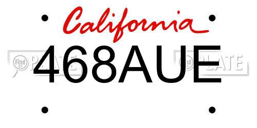 468AUE California License Plate