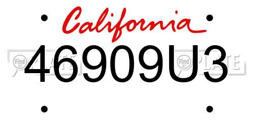 46909U3 California License Plate