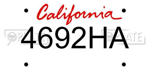 4692HA California License Plate