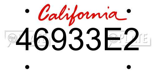 46933E2 California License Plate