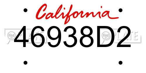 46938D2 California License Plate