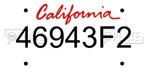 46943F2 California License Plate