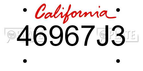 46967J3 California License Plate