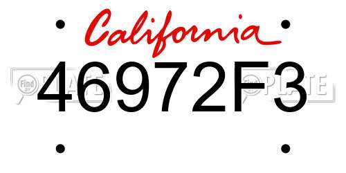 46972F3 California License Plate