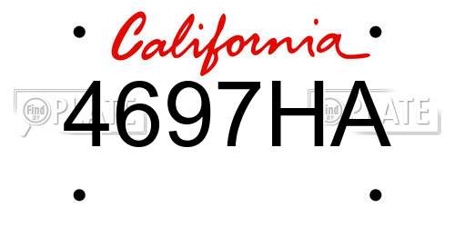 4697HA California License Plate