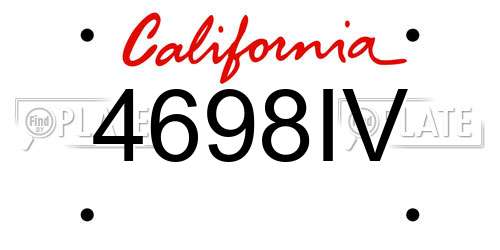 4698IV California License Plate