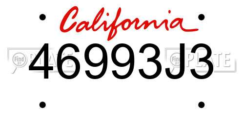 46993J3 California License Plate