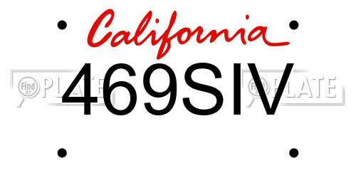 469SIV California License Plate