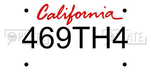 469TH4 California License Plate