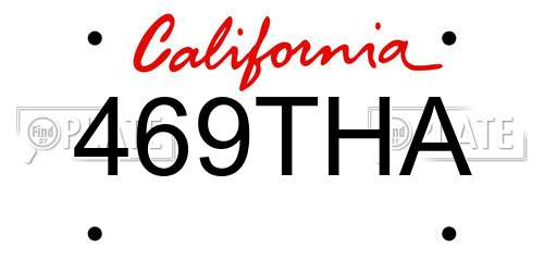 469THA California License Plate