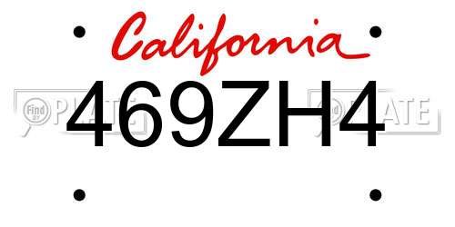 469ZH4 California License Plate