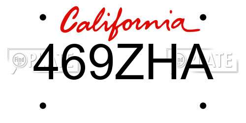 469ZHA California License Plate