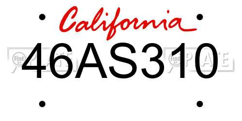 46AS310 California License Plate