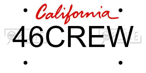 46CREW California License Plate