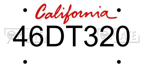 46DT320 California License Plate