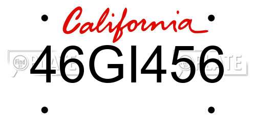 46GI456 California License Plate