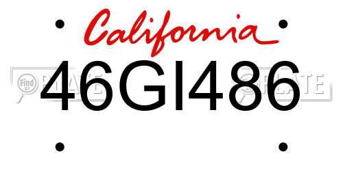 46GI486 California License Plate