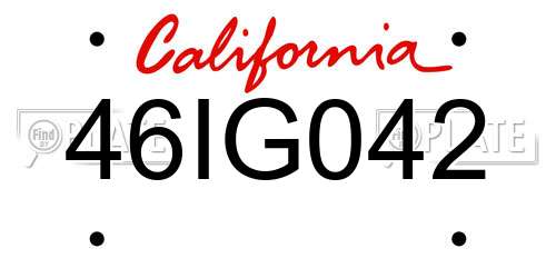 46IG042 California License Plate