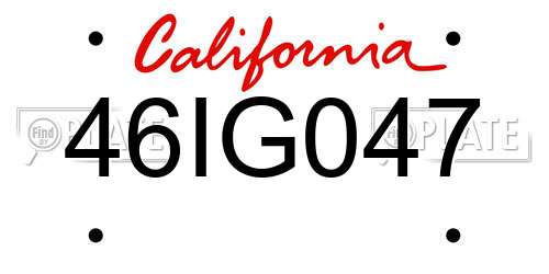 46IG047 California License Plate