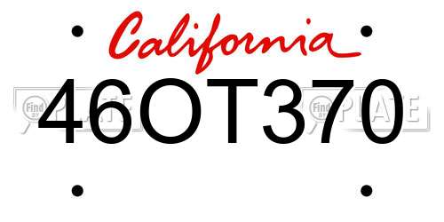 46OT370 California License Plate