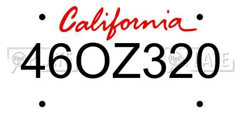 46OZ320 California License Plate