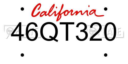 46QT320 California License Plate
