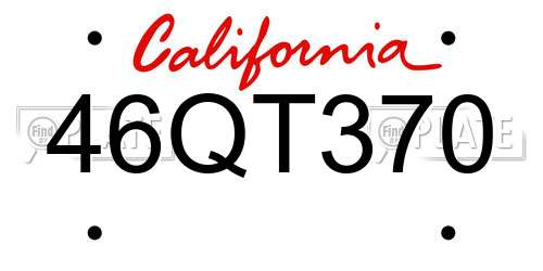 46QT370 California License Plate