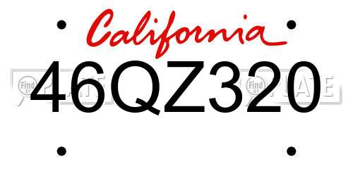 46QZ320 California License Plate