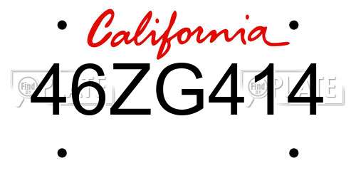 46ZG414 California License Plate